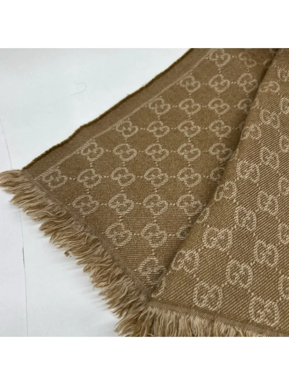 Gucci GG Pattern Fringe Wool Scarf